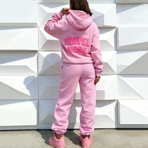 Ensemble sweat à capuche zippé et pantalon de survêtement oversize en molleton de coton français vierge de haute qualité, personnalisé par le fabricant, pour femme, automne, écoresponsable - Product Image 2