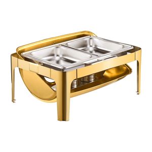 Scaldavivande Rettangolare Professionale da 9 Litri in Acciaio Inossidabile con Coperchio a Rullo, Set Completo per Buffet e Catering, Mantenimento Temperatura Manuale - Product Image 5