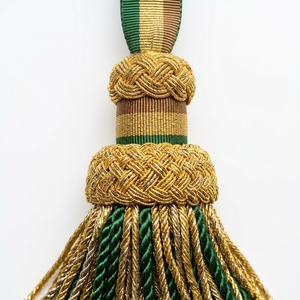 En gros, Lanière de cérémonie en ruban à fil métallique vert doré, avec nœud sabre et pompon à franges, pour accessoires de défilé - Product Image 3