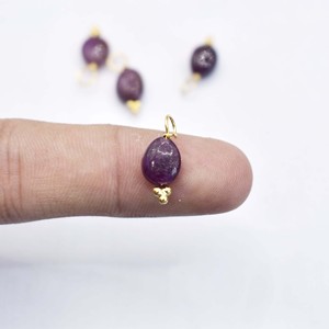 Dyed <b>Ruby</b> Smooth Tumble Pendant 8 to 10mm Gold Plated Three Rawa Charm Handmade Natural Gemstone <b>Necklace</b> Jewelry Gift - Product Image 4