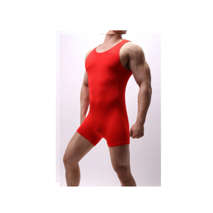 Débardeur et short de sport pour homme, couleur rouge unie, respirant, léger, en polyester tricoté, col en V, personnalisable - Product Image 6