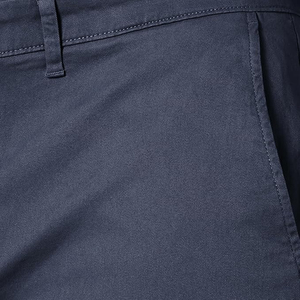 Pantalon chino en coton bleu marine pour homme, coupe droite, taille mi-haute, devant plat, fermeture boutonnée, tissu Oxford décontracté, respirant, tissé - Product Image 5