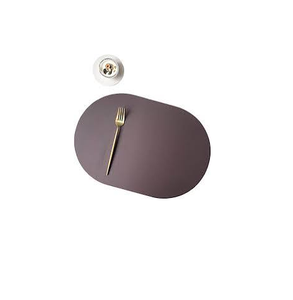 Juego de tres manteles individuales redondos de fieltro no tejido de color sólido, marrón, beige, gris, manteles individuales ovalados para comedor - Product Image 2