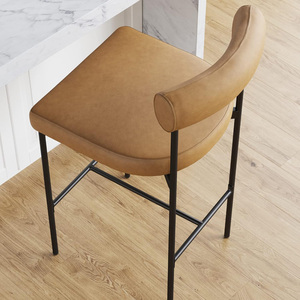 <b>Bar</b> <b>Stools</b> Set of <b>2</b> Swivel <b>Bar</b> <b>Stools</b> with Backrest Faux Leather with Stitching Mid-Century Modern Style <b>Bar</b> Chair - Product Image 3