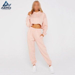 Casual 2 Piece Tracksuit <b>Set</b>, Best Material Wholesale Price With Own Customized Logo Print Ladies Gym Crop Tracksuits - Product Image 1