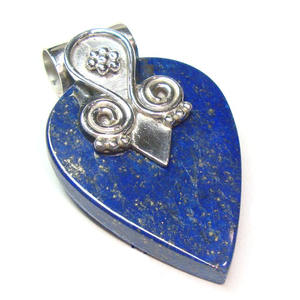 Colgante de lapislázuli azul, plata de ley pura, diseño simple, una piedra, colgante hecho a mano, colgantes y dijes finos - Product Image 2