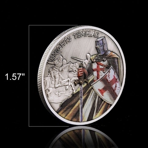 Médaille personnalisée en métal plaqué argent Chevaliers Templiers Croix Rouge pour la vente en gros - Product Image 4
