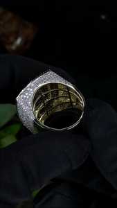 Anillo de cóctel de lujo para hombre con moissanita de corte brillante redondo, plata 925, engaste pavé, diseño geométrico, joyería de boda - Product Image 2