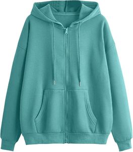 Sweat à capuche unisexe long et uni en coton 100% avec fermeture éclair, respirant, tricoté, écologique et durable - Product Image 1