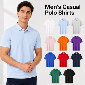 Seamless Collar <b>Men's</b> Premium Golf Polo <b>Shirts</b> <b>Cool</b> Touch Soft Smooth Drapable Business Casual Workwear <b>Men</b> <b>Shirts</b> Manufacturer - Product Image 4