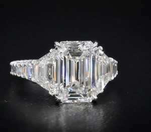 Gorgeous 3Ct Emerald Cut White Moissanite Sparkly Full Eternity Ring Original 925 Sterling Silver Wedding Bridle Proposal Gift - Product Image 1