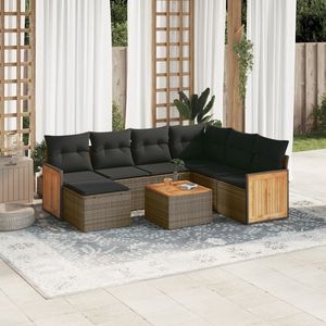 Ensemble de canapés de jardin en rotin PE gris avec verre trempé et acier thermolaqué, meubles durables et élégants - Product Image 1