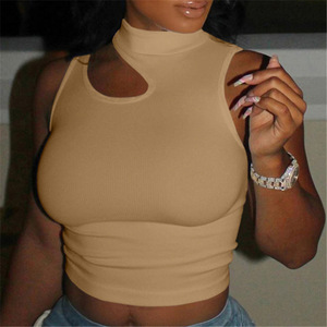 Top Corto Casual Blanco de Punto Acanalado sin Mangas para Mujer, Top Corto de Algodón Ajustado para Fitness de Verano, Chaleco Básico Estilo Urbano para Mujer - Product Image 3