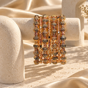 Antique Gold Plated Beaded Bangle Set for Women Traditional <b>Pakistani</b> Wedding Artificial <b>Jewelry</b> Factory Wholesale - Product Image 2