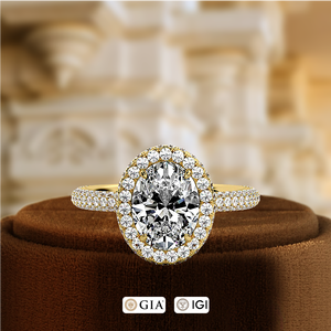 Anillo de compromiso con diamante cultivado en laboratorio, corte ovalado de 1 quilate, certificado IGI, anillo de promesa, oro blanco de 14 quilates, anillo nupcial, banda con incrustaciones parciales. - Product Image 3