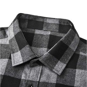 Latest Design Gray And <b>Black</b> Flannel <b>Shirt</b> Long Sleeve <b>Slim</b> <b>Fit</b> Casual Cotton Breathable Plaid Flannel <b>Shirts</b> For <b>Man's</b> - Product Image 3