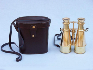 <b>Vintage</b> Antique Brass Marine Binoculars with Leather Cover Nautical Decorative Binoculars Maritime Collectible <b>Desk</b> Decor Gift - Product Image 4