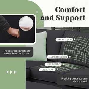 Divano Componibile Modulare 112*87 Pollici con Pouf, Set da Soggiorno a 7 Posti con Divani a L in Tessuto - Product Image 6