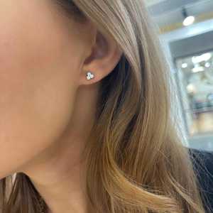 14K Solid Gold 925 <b>Silver</b> Lab Grown Diamond Stud Cluster <b>Earrings</b> 1.20Ctw Geometric Round Multi Stone Piercing Wholesale Pair - Product Image 6