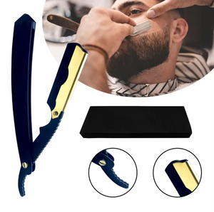 (Blade Not Included) Wood Stainless Steel Non Slip Folding Vintage <b>Barber</b> Straight Edge Razor Holder Old Fashioned Manual <b>Shaver</b> - Product Image 4