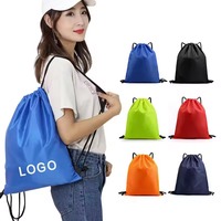 Sac à dos à cordon en polyester uni personnalisé avec logo pour hommes et femmes, idéal pour la gym, le sport et la promotion, par sublimation, vente en gros