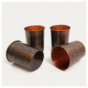 Juego de Vasos de Agua de Cobre Puro, Diseño Martillado Antiguo, Vaso Metálico Ecológico para el Hogar, Hotel y Vajilla de Restaurante - Product Image 1