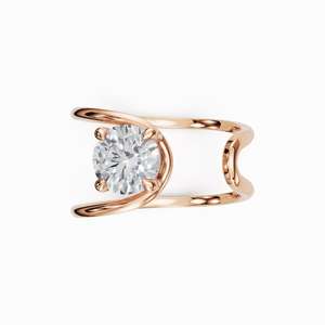 Anillo de banda abierta curvada con corte redondo de moissanita de 1.00 quilates, diseño único en plata 925 original con baño de oro rosa, ideal para regalo de promesa nupcial. - Product Image 1