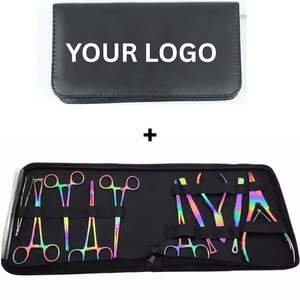 Kit d'outils de perçage corporel en acier inoxydable personnalisé de 8 pièces avec étui – Ensemble professionnel de pinces et forceps pour perçage d'oreilles, de nez et de tétons - Product Image 1