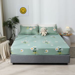 Sábana Plana Estampada de Algodón 300 Hilos, Transpirable, para Todas las Estaciones, Estilo Clásico para Adultos, Diseño de Margaritas Verdes, para Uso Doméstico - Product Image 3