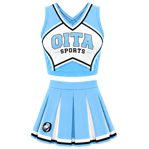 Ensemble uniforme de cheerleading bleu ciel : Crop top et jupe plissée pour compétition de danse d'équipe, tenue de performance sportive - Product Image 1