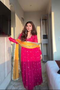 ชุดผ้าจอร์เจียเจ็ตสังเคราะห์งานปักลายพื้นและงานปักผ้า Georgette dupatta เย็บครบชุดครบชุด - Product Image 5