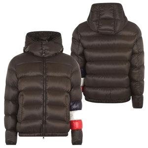 Mens Hooded Puffer <b>Jacket</b> Down Filled Windproof Casual Winter Coat With Color Block Sleeve Design Regular Fit Shinny Bubble Coat - Product Image 3