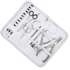Kit complet d'outils pour extensions de cheveux Microlink Nano Ring & I Tip, comprenant des pinces à sertir pour anneaux en silicone micro, des pinces à ouvrir les anneaux et une aiguille à crochet. - Product Image 5