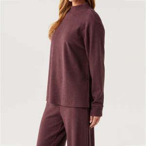 Sweat-shirt épais à col montant pour femme, en coton, coupe oversize, uni, à séchage rapide, respirant, anti-boulochage, haute qualité, hiver, avec emplacement pour logo - Product Image 3