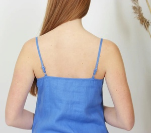Mini-robe en mousseline pour femme, col en V, fermeture à cordon, respirante, douce, à manches courtes, pour la nuit - Product Image 4