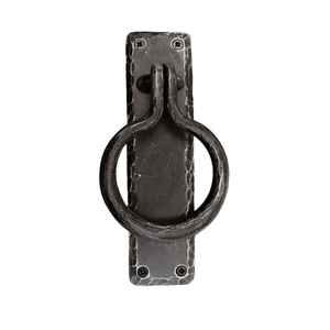 Pomo de puerta estilo antiguo con tirador de anillo, de hierro con acabado de recubrimiento en polvo, para puertas de jardín y exteriores, para entradas principales. - Product Image 1