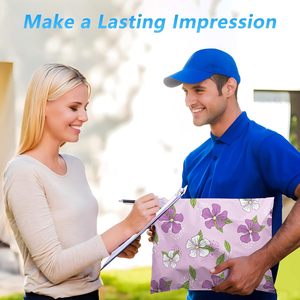 Sacs d'expédition imperméables et résistants aux déchirures pour vêtements, sacs postaux auto-adhésifs robustes avec emballage imprimé de fleurs violettes - Product Image 6