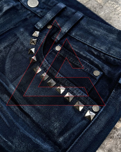 Factory Manufacturer Designer Skinny Studded Ripped Distress Waxed Bell Bottom <b>Boot</b> Cut Flared Baggy Denim Jeans <b>Pants</b> for Men - Product Image 5