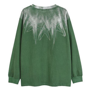 Sudadera de Manga Larga Oversize Estilo Rugby Vintage Lavada con Logotipo Personalizado Bordado y Transferencia de Diamantes de Imitación, Ideal para Invierno - ¡Venta Caliente! - Product Image 4