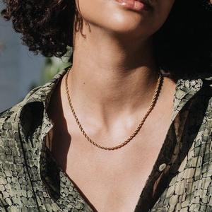 Classic 14K Solid Gold Zircon <b>Rope</b> <b>Chain</b> Necklace Unisex Wedding Gift Everyday Wear - Product Image 3