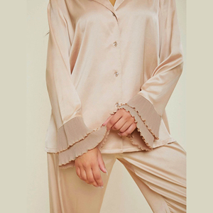 Conjunto de Pijama de Dos Piezas para Mujer, 100% Algodón Satinado, Personalizable, con Botones, Manga Larga, Opción de Logotipo Frontal, Transpirable - Product Image 6