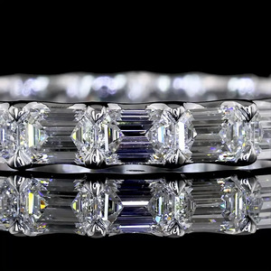 Lab Grown <b>Emerald</b> Cut Diamond Eternity Wedding <b>Band</b> <b>Ring</b> in 10K 14K 18K Gold 925 935 Silver - Product Image 2