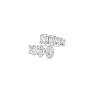Anillos de declaración tipo bypass con diamantes redondos de corte baguette cultivados en laboratorio, personalizados de plata de ley 925, anillos de cóctel minimalistas apilables, al por mayor - Product Image 3