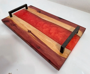Forest Platt Board Round Wooden Serving Tray With Green Resin Inlay Natural Finish Kitchen Platter For Bread And Fruit Platter - Product Image 3