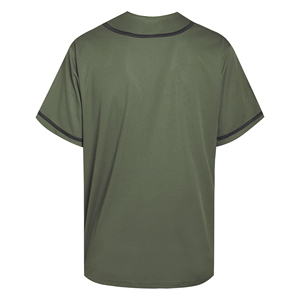 T-shirt en jersey vert olive à col rond, uni avec accent de passepoil noir, manches courtes, anti-humidité, coupe classique, couleur unie, OEM - Product Image 2