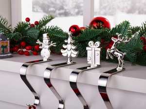Industrial Style Metal Christmas <b>Stocking</b> <b>Holder</b> Fireplace Mantel Hook Festive Decor feltsocks - Product Image 3