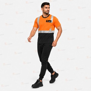 Men's <b>Hi</b> <b>Vis</b> Reflective Polyester Breathable Color Block Short Sleeve O Neck Safety Workwear <b>T</b>-<b>Shirt</b> - Product Image 2