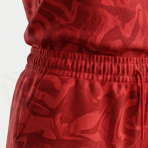 Women's <b>Red</b> Printed 2 Piece Shorts Set Short Sleeve Crew Neck Loose Fit Knitted Sportswear Casual Spring Summer Above Knee - Product Image 5