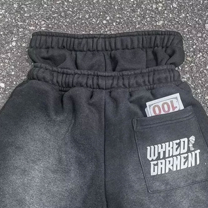 Pantalones de hombre personalizados con estampado de diamantes de imitación, estilo vintage holgado, con cordones dobles en la cintura, estilo urbano, 100% algodón. - Product Image 5