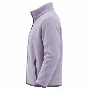 Custom Lavender Fleece Jacket Full Zip Stand Collar Warm Winter Outerwear Soft <b>Thermal</b> Polar Fleece Coat <b>Mens</b> Plain Casual Paste - Product Image 5